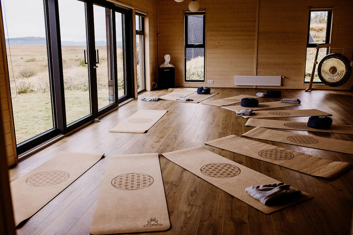 The yoga and sound-bath room