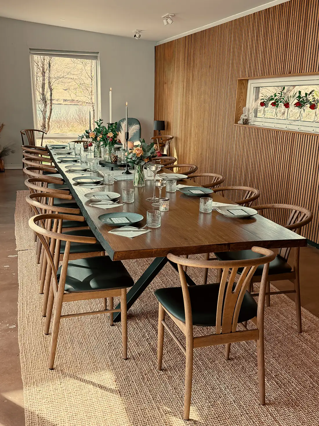 The dining table set for the group